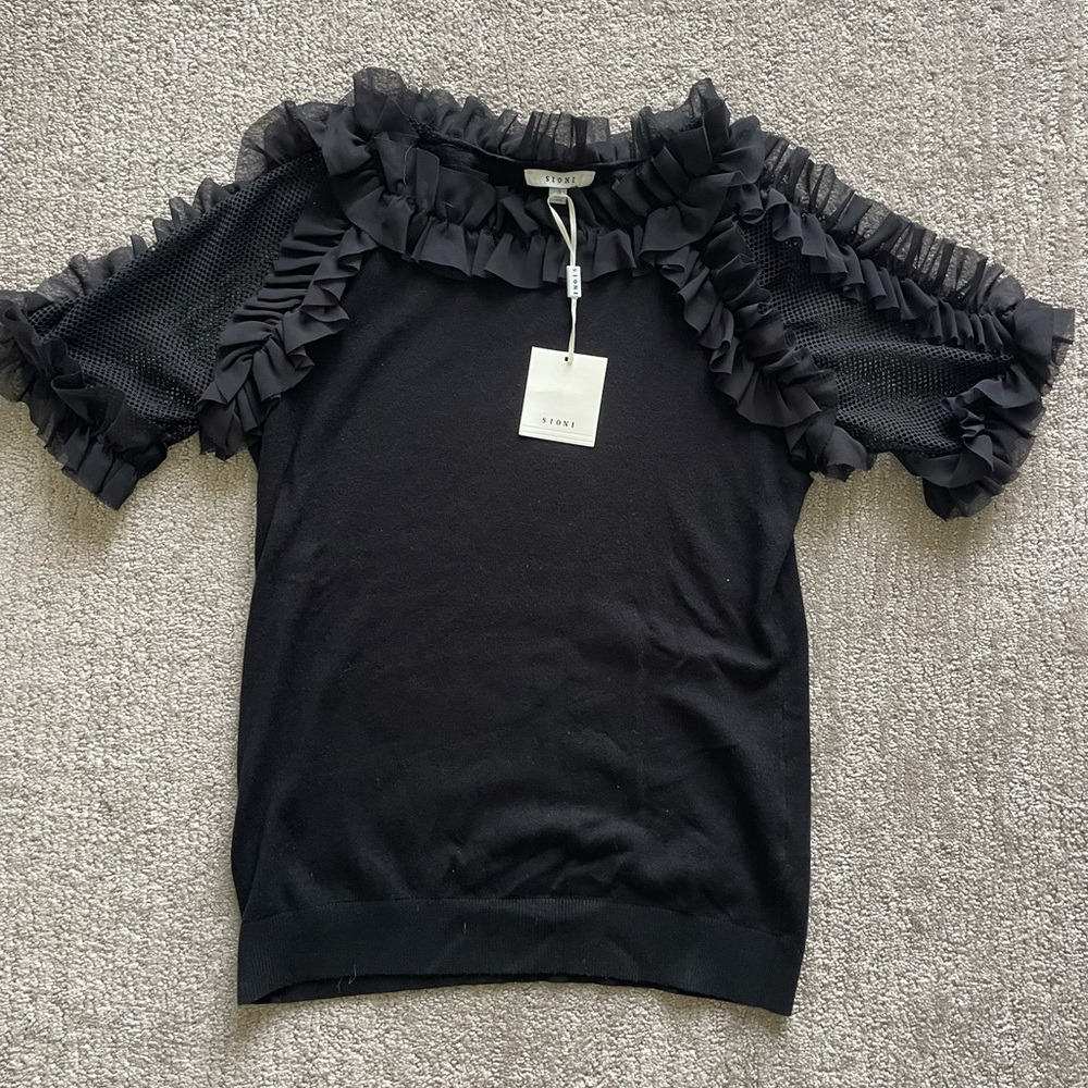 Sioni Black Ruffled Blouse
